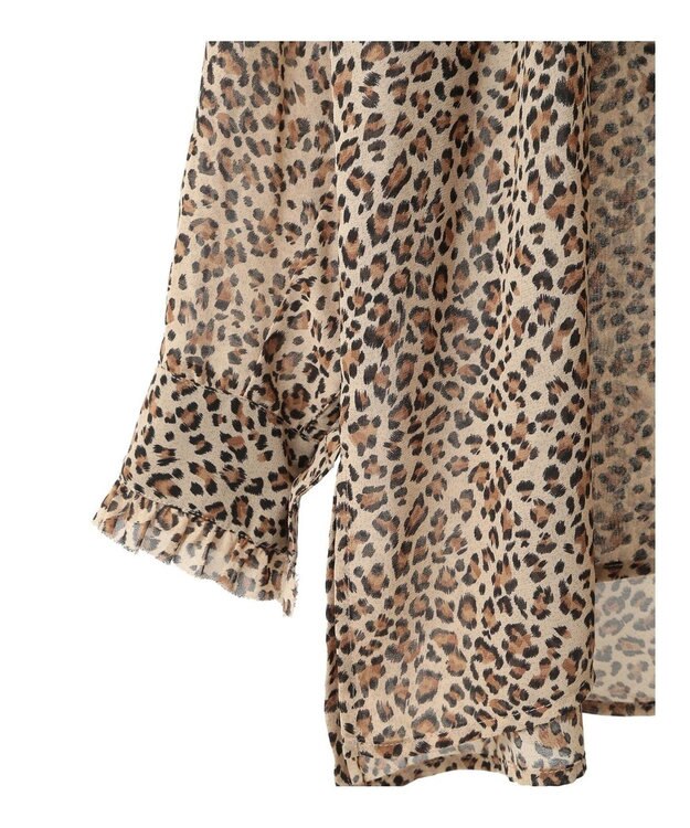 YECCA VECCA フリルデザインロングシャツ Leopard