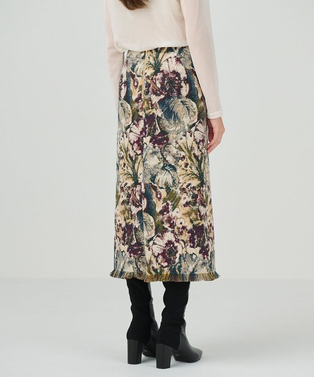 GRACE CONTINENTAL ゴブランジャガードタイトスカート ベージュ