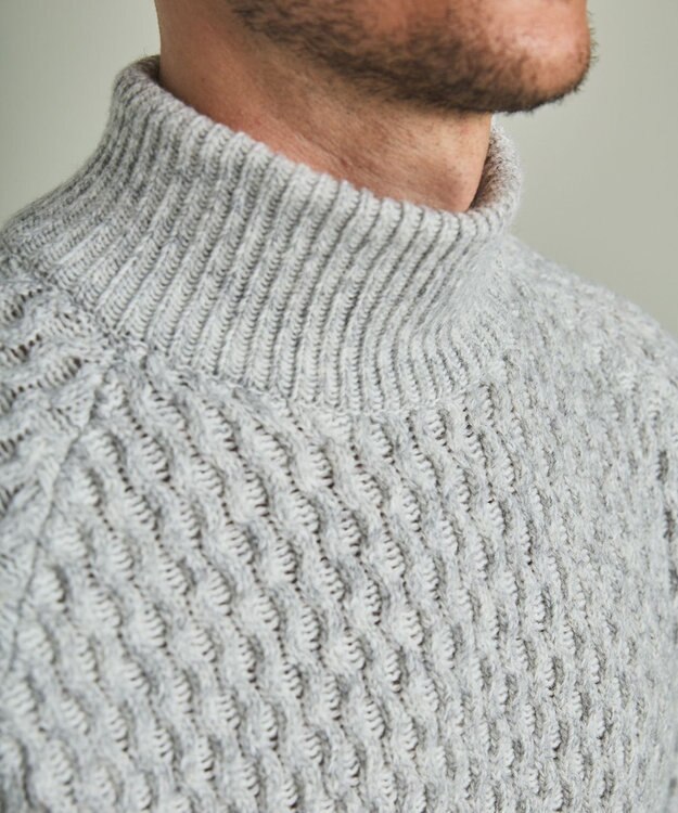 GOTAIRIKU 【LANEROSS】ミドルゲージモックネック ニット ライトグレー系8