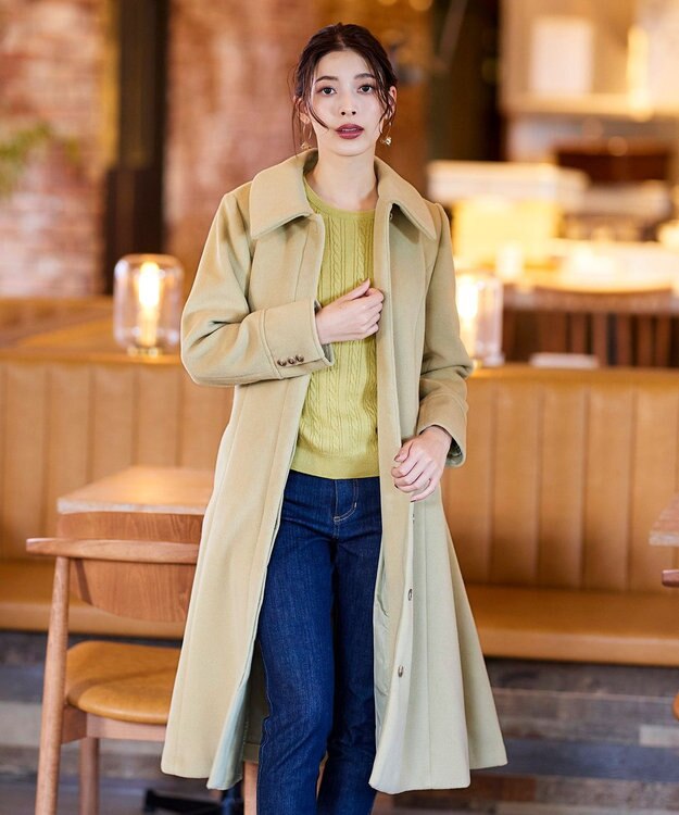 Tiaclasse フェイクウールステンカラーコート ライム