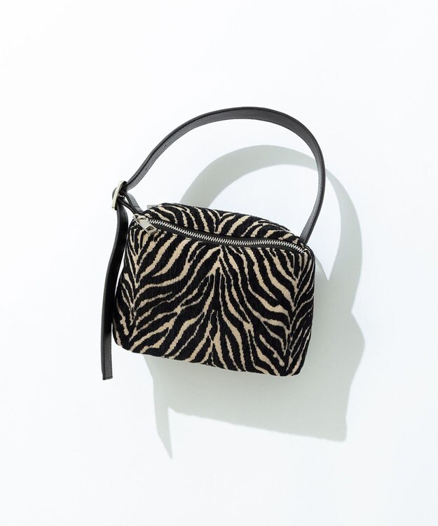 ICB スクエアワンハンドル バッグ 起毛ゼブラ系