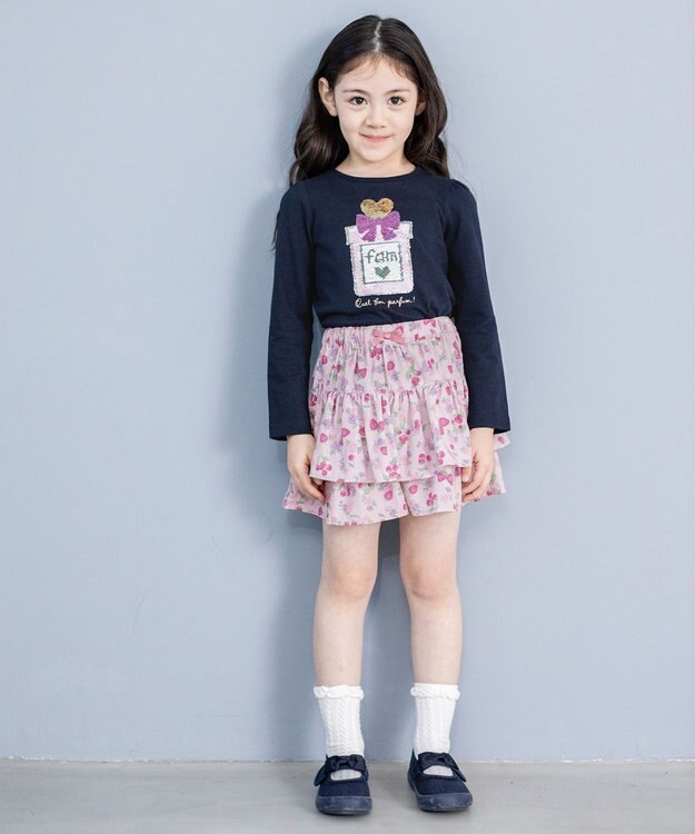 ANY KIDS ミラクルスパンコール 長袖 Tシャツ ネイビー×パフューム