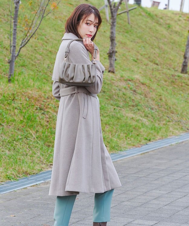 Tiaclasse フェイクウールステンカラーコート モカ