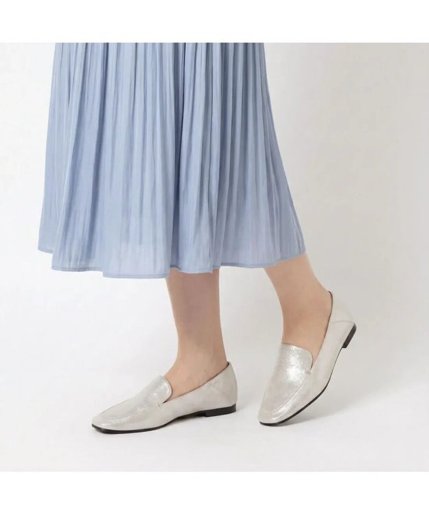 MODE ET JACOMO <carino>スクエアトゥフラットシューズ シルバー