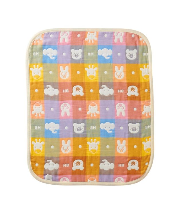 MIKI HOUSE HOT BISCUITS どうぶつ柄 6重織ガーゼケット マルチカラー