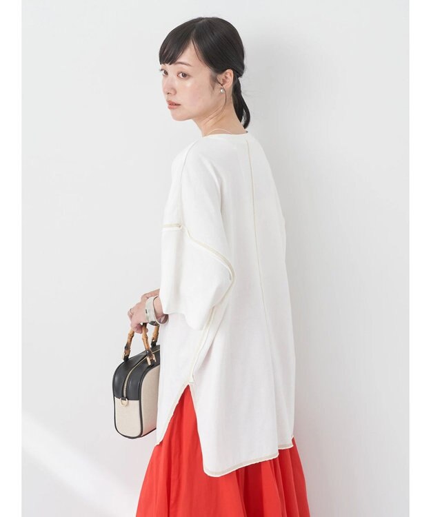 earth music&ecology 配色ステッチチュニックＴ Off White