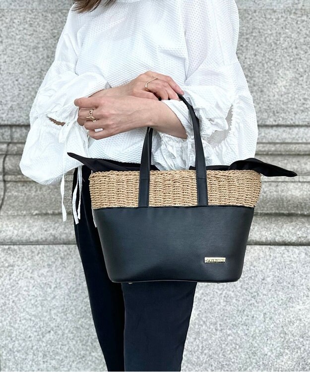 LA BAGAGERIE 【インスタグラマー chiyoさん×LA BAGAGERIE】コンビネーションかごバッグ ブラック