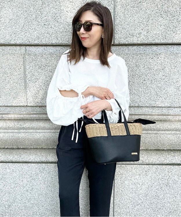 LA BAGAGERIE 【インスタグラマー chiyoさん×LA BAGAGERIE】コンビネーションかごバッグ ブラック