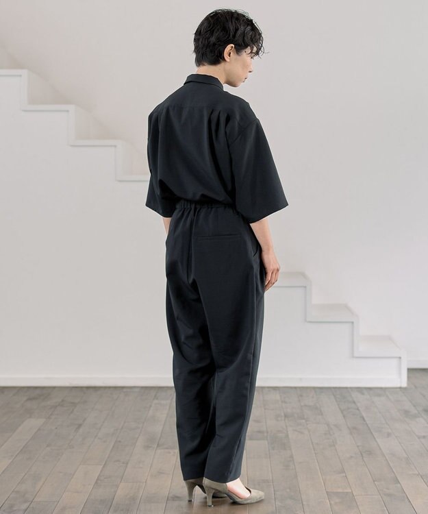muuc サマースラックス〈ユニセックス・大きいサイズあり〉〈夏・軽やか〉〈セットアップ可能・ウエストゴム〉〈上品きれいめオフィスカジュアル〉〈日本製〉 ブラック