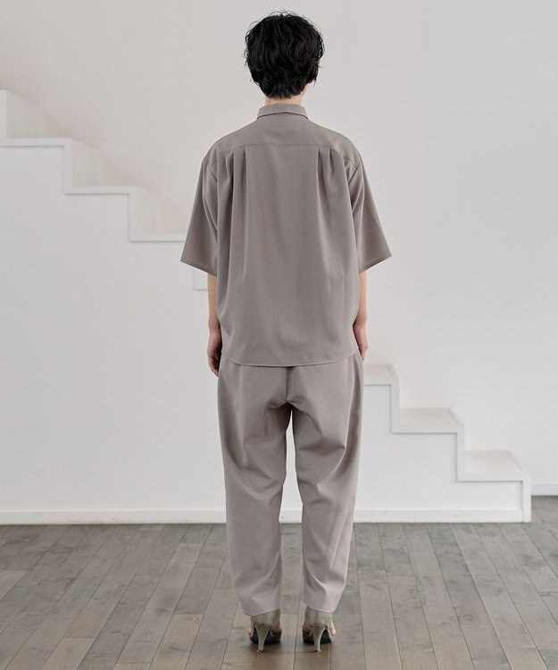 muuc サマースラックス〈ユニセックス・大きいサイズあり〉〈夏・軽やか〉〈セットアップ可能・ウエストゴム〉〈上品きれいめオフィスカジュアル〉〈日本製〉 グレージュ