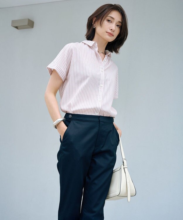 J.PRESS LADIES 【WEB限定・洗える】シャンブレーサテン テーパード パンツ 【WEB限定】ネイビー系