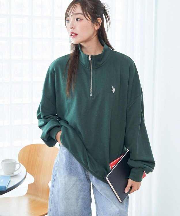 WEGO 【ユニセックス着用ITEM】別注　U.S POLO ASSN.　ハーフZIPPO ダークグリーン