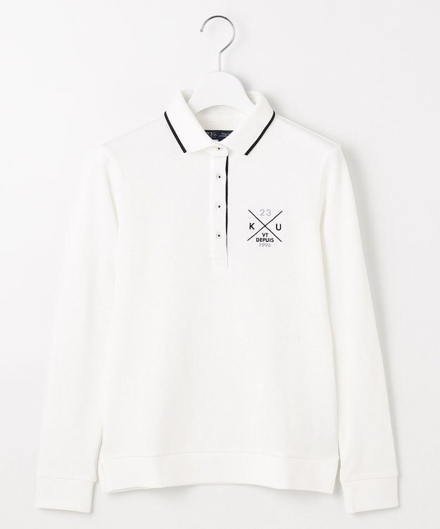 23区GOLF 【WOMEN】【UVカット】ハニカムカノコ長袖ポロシャツ ホワイト系
