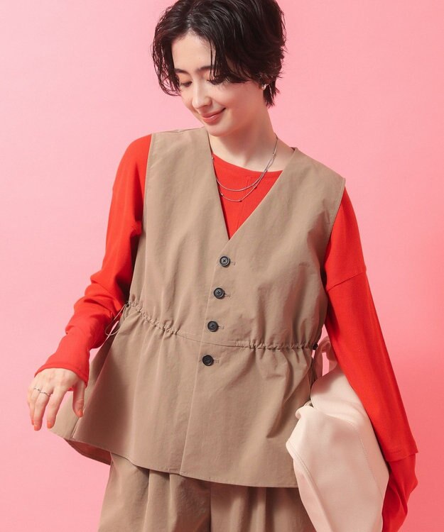 Green Parks ドロストフレアベスト Beige