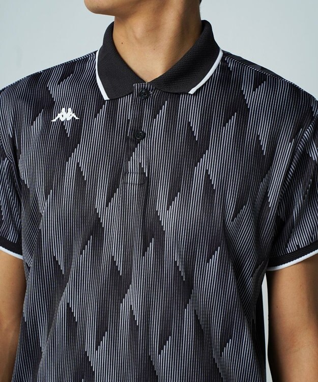 FILA GOLF／marie claire 【Kappa】柄半袖ポロシャツ ブラック