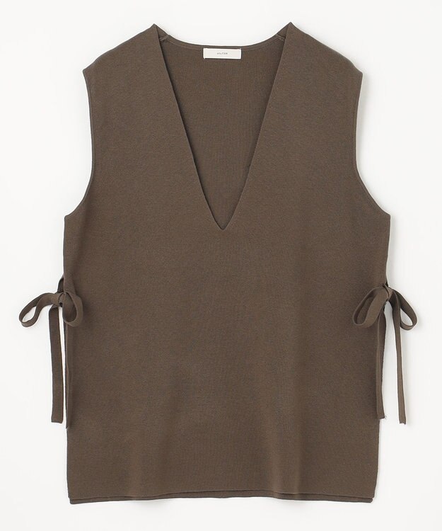 ANY L 【洗濯機可】サイドリボン ニットベスト チャコール