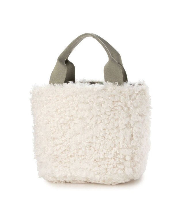 UNBILLION カシュカシュ cachecache / フェイクファー×チェック柄リバーシブルトート アイボリー