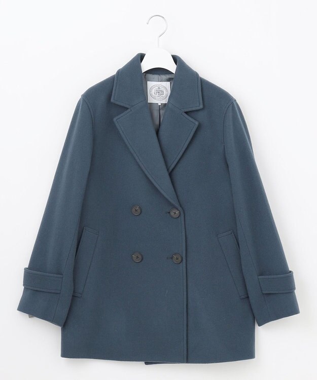 J.PRESS LADIES L Jackal 140sソフトメルトン Pコート ダルブルー系