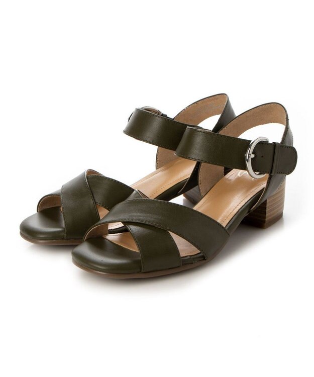 ing <ing>【WEB限定】【3E】ストラップクロスサンダル カーキ