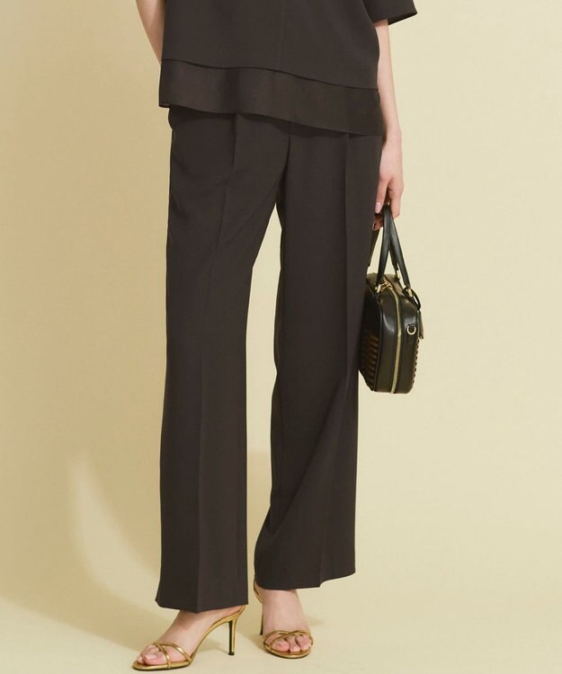 23区 S 【Oggi掲載/接触冷感/UVカット/吸水速乾】ストレッチジョーゼット ワイド パンツ ダークブラウン系