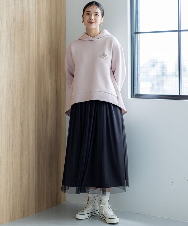 組曲 ダンボールジャージーバックフリル パーカー ローズ系