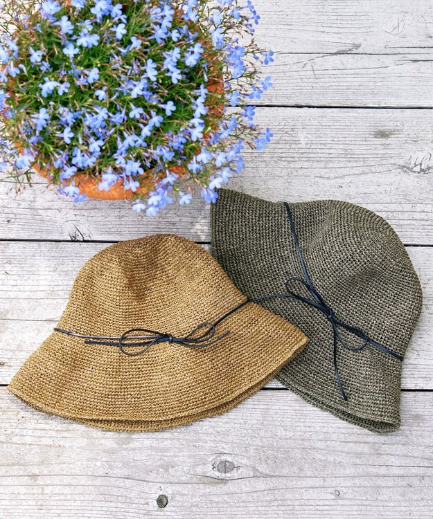 Tiaclasse ナチュラルな風合いのアンダリミックスクロシェハット キャメル