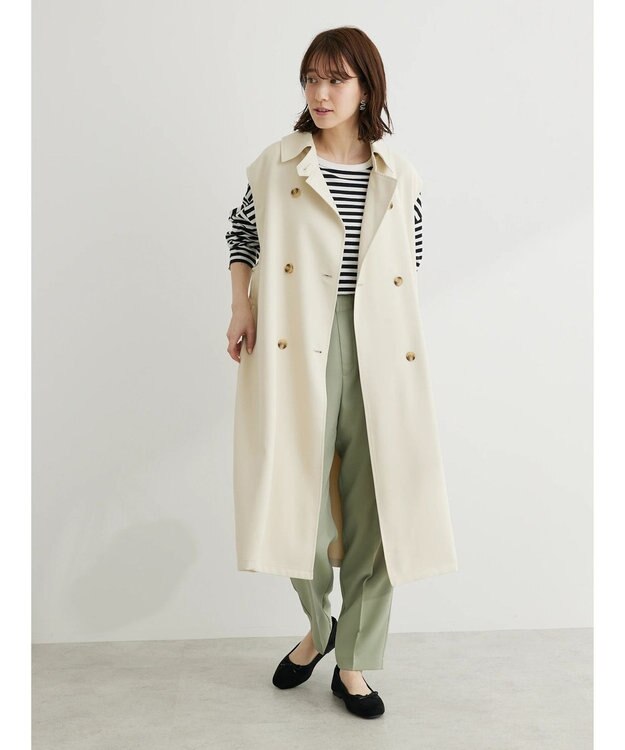 Green Parks トレンチロングジレ Ivory