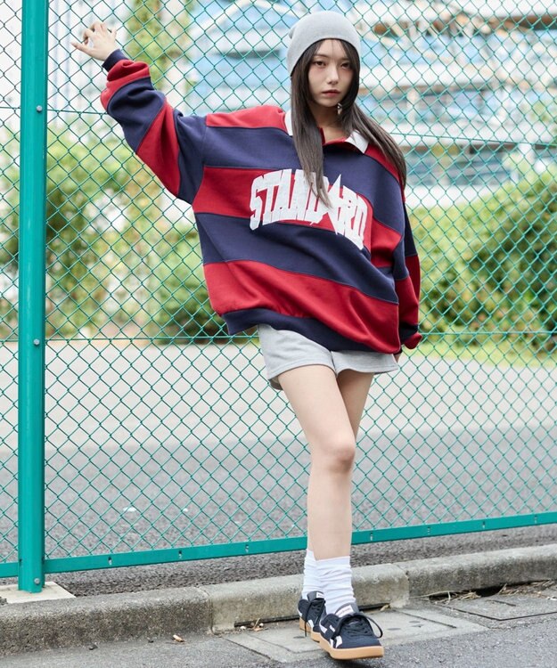 WEGO 【ユニセックス着用ITEM】カレッジロゴラガースウェット ワイン