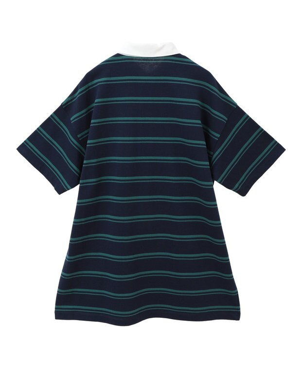 earth music&ecology ボーダールーズラガーシャツ Navy