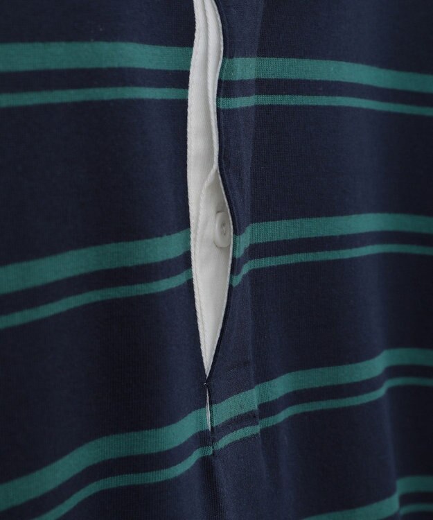 earth music&ecology ボーダールーズラガーシャツ Navy