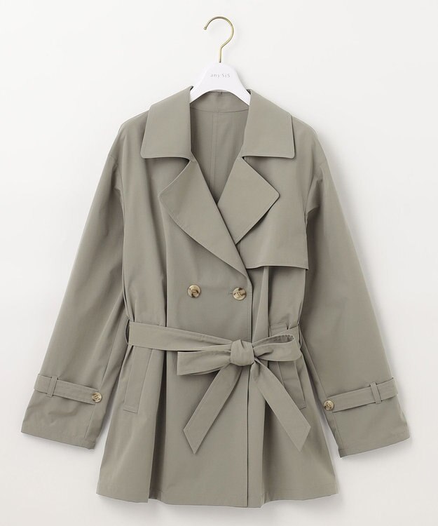 ANY SIS 【洗える】ライトプルーフハーフ トレンチ コート ライトカーキ