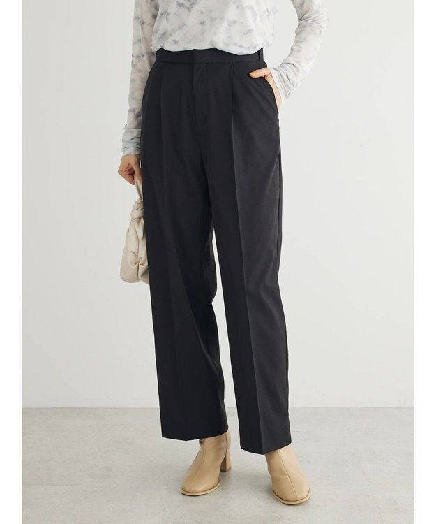 Green Parks きれいシルエットパンツ（ワイドストレート） Black