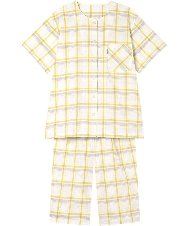 ワコール／睡眠科学 パジャマ 5分袖 半袖 7分丈 綿混ローン素材 レディース YDT143 睡眠科学／ワコール イエロー