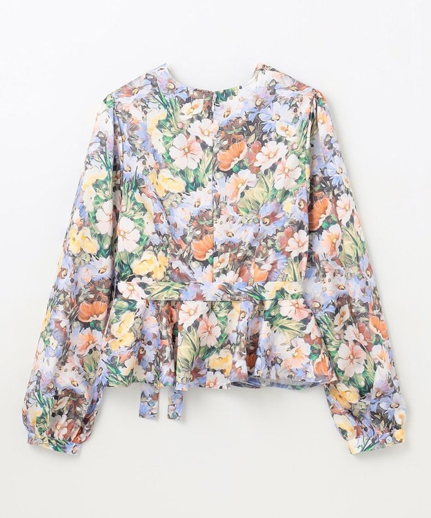 GRACE CONTINENTAL グラデフラワープリントトップ サックス