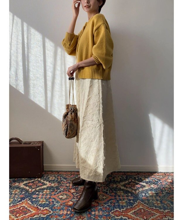 Green Parks クルーネックカーディガン Mustard