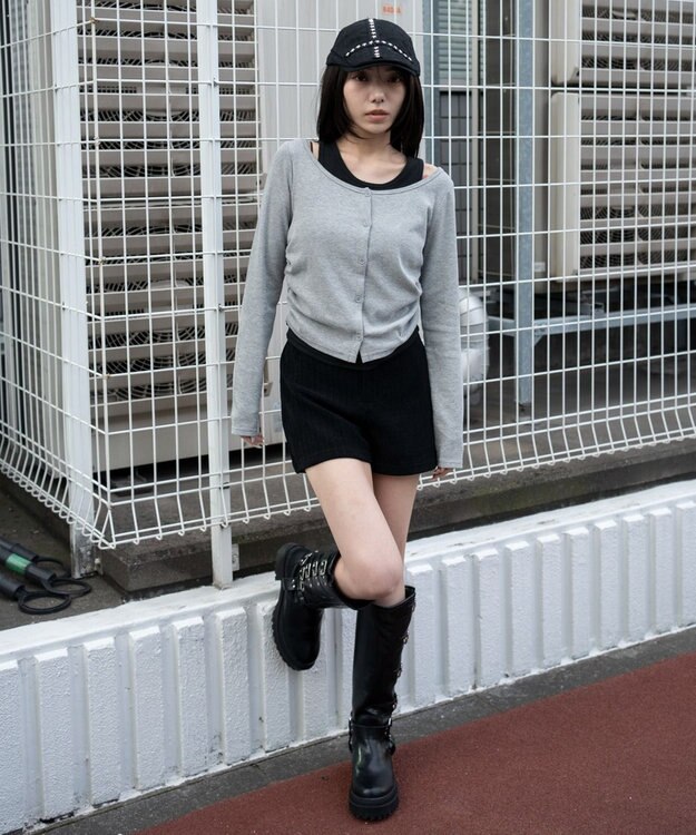 WEGO カーデドッキングレイヤードロンT 杢グレー