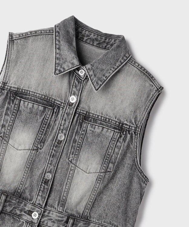 GRACE CONTINENTAL デニムロングジレワンピース ブラック