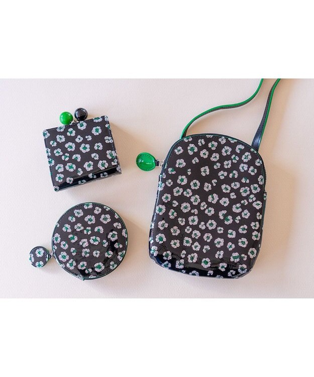 tsumori chisato CARRY グリッターフラワー がま口 ミニ財布 ブラック