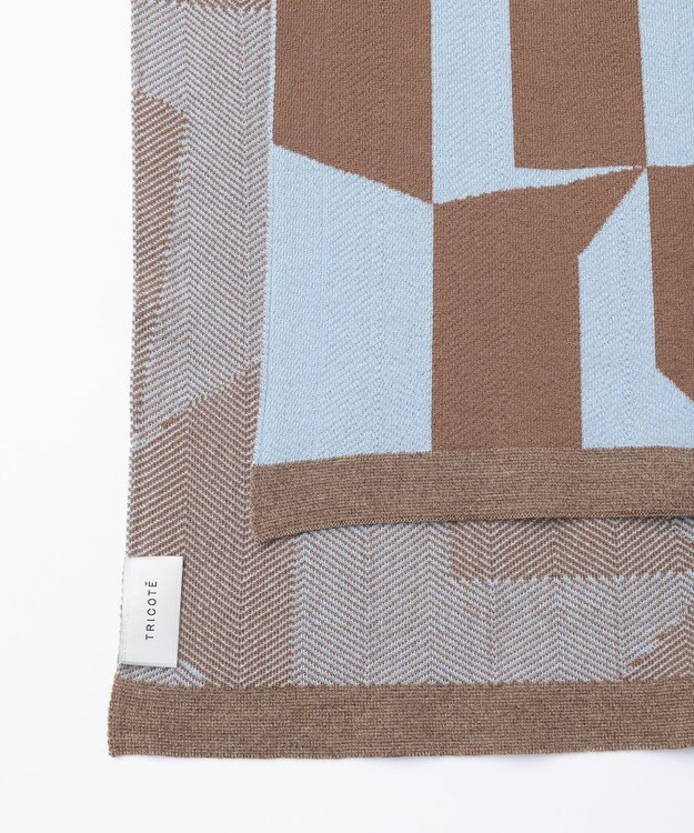 TRICOTE GEOMETRIC HERRINGBONE REBERSIBLE SCARF / キカヘリンボーンリバーマフラー 31L.BLUE