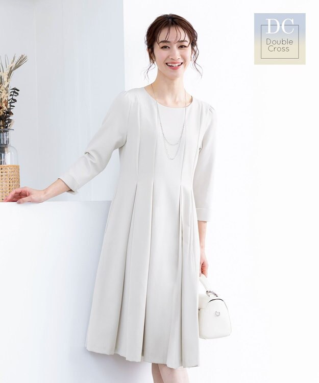 Tiaclasse 【ダブルクロス・洗える】ラインワンピース グレージュ