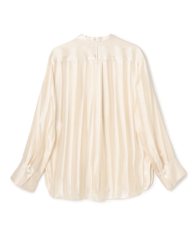 BEIGE， HAUYNITE / シアーストライプバンドカラーブラウス Ecru