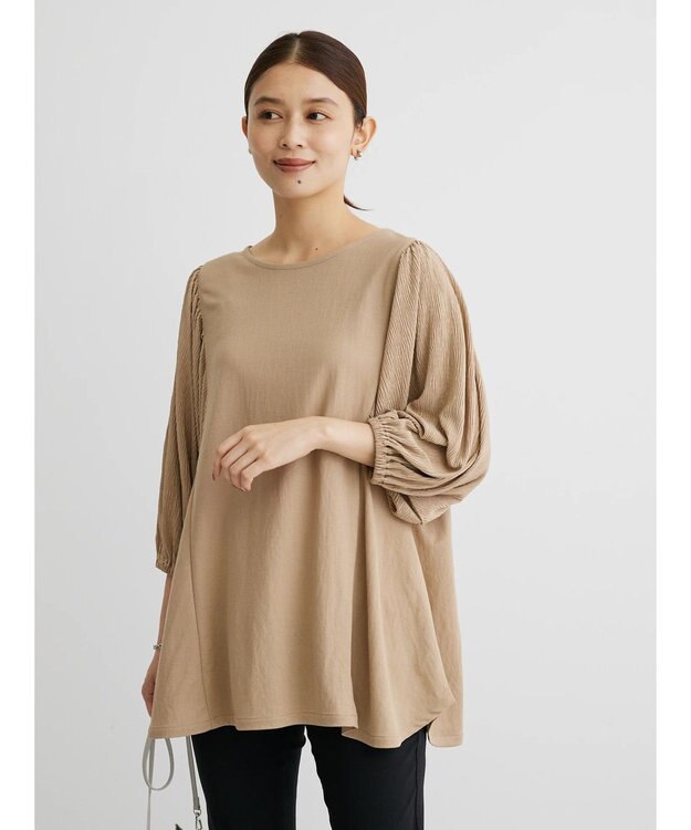 Green Parks ボリューム袖切替プルオーバー Beige