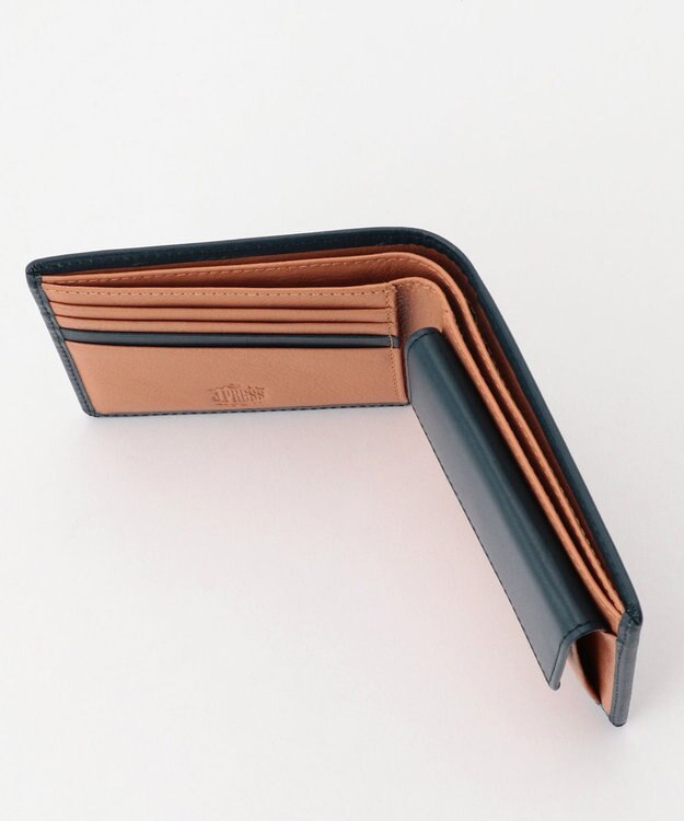 J.PRESS MEN 【MORPHO×J.PRESS】スムースヌメ 二つ折り財布 ネイビー系