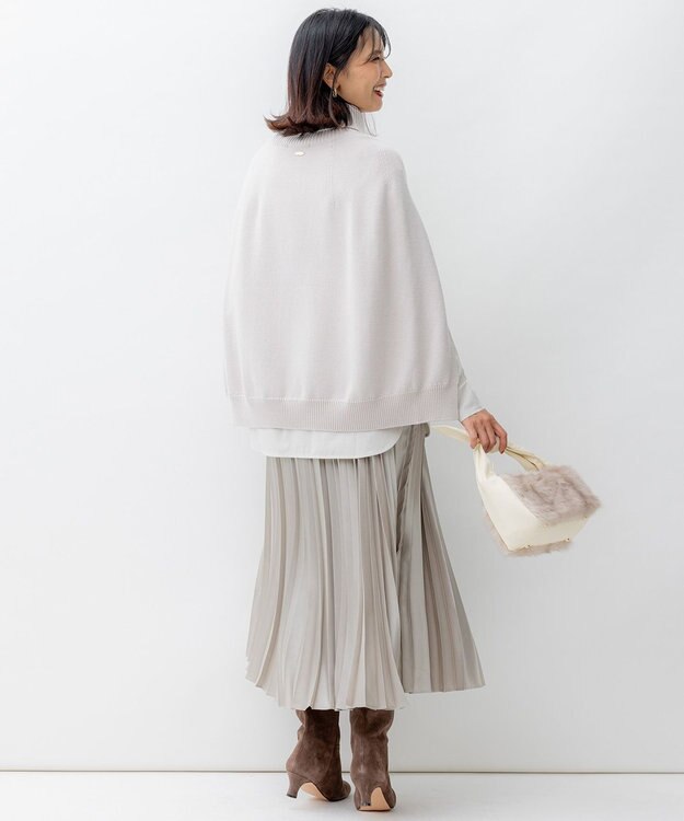 23区 【洗える】レザーライク プリーツスカート アイボリー系