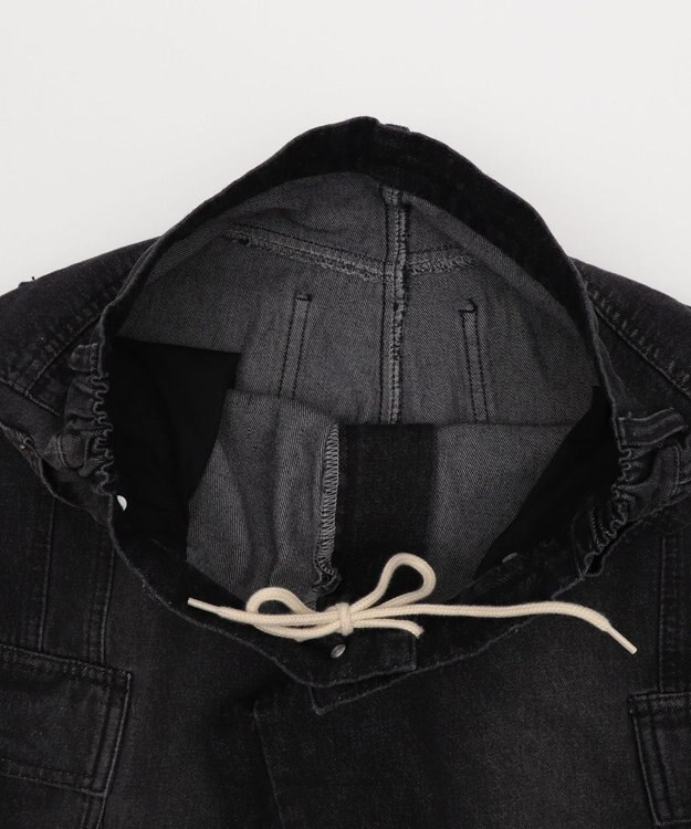 WEGO 【SMLサイズ展開/ウエスト紐】イージー3Dバレルレッグデニムカーゴパンツ デニムブラックソノタ