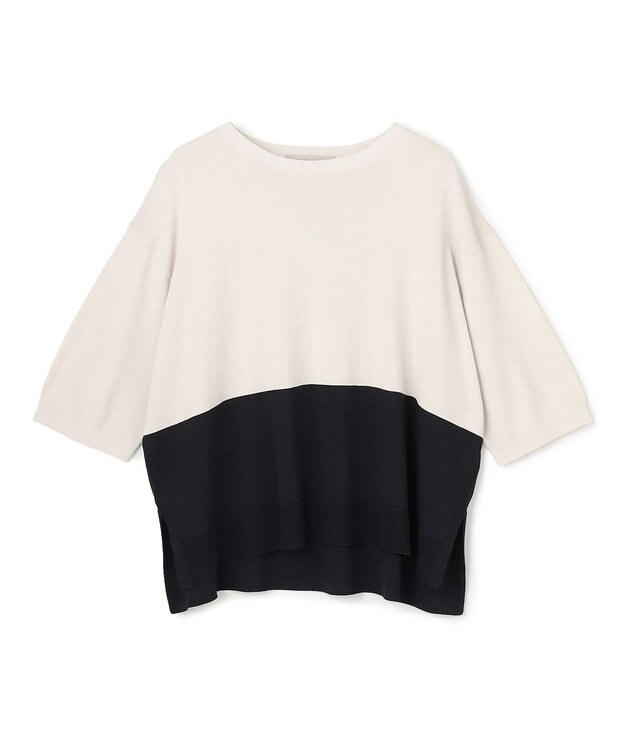 UNFILO L スゴ機能美ニット ハーフスリーブ バイカラー