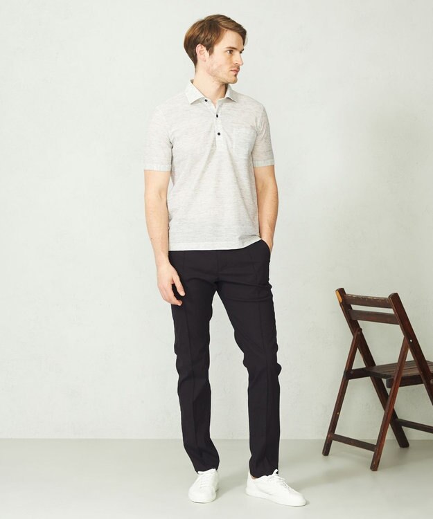 JOSEPH ABBOUD 【吸水速乾/軽量】リネンTOPピケ ポロシャツ ライトグレー系