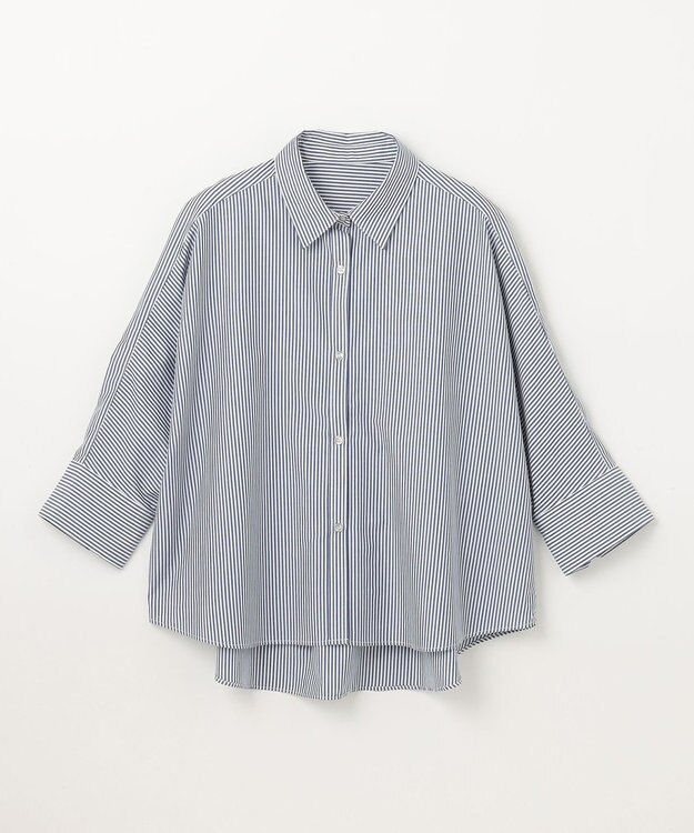 ANY L 【UVカット/抗菌防臭/速乾/手洗い可】エニィファンクション ストライプドルマンシャツ ブルーロンスト