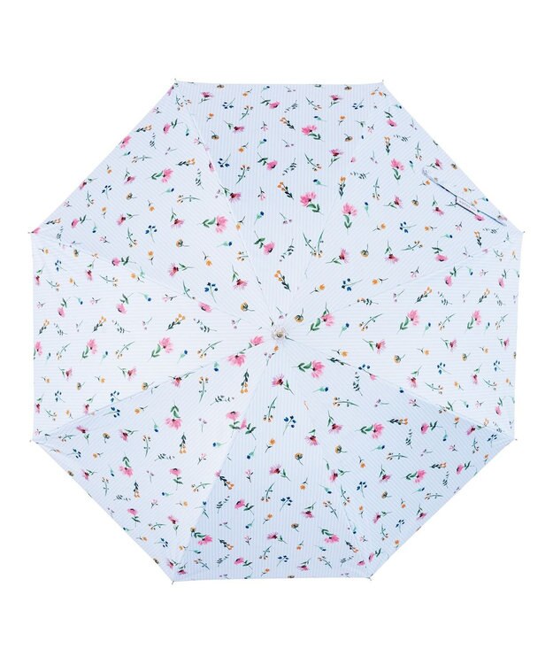 MOONBAT estaa 晴雨兼用 長傘 超軽量 ストライプフラワー 日傘 遮光 遮熱 UV ペールスカイ