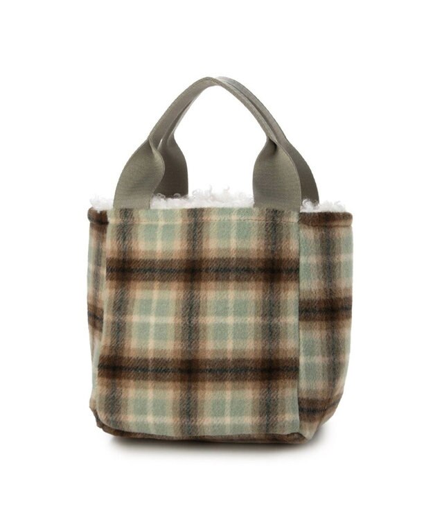 UNBILLION カシュカシュ cachecache / フェイクファー×チェック柄リバーシブルトート アイボリー